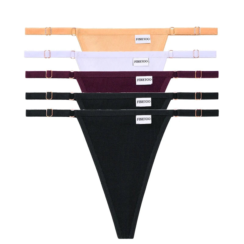 5 Pack Adjustable Women's Panties Cotton Panties Solid Low Waist Seamless Thongs Underpants Women Lingerie Set The Clothing Company Sydney