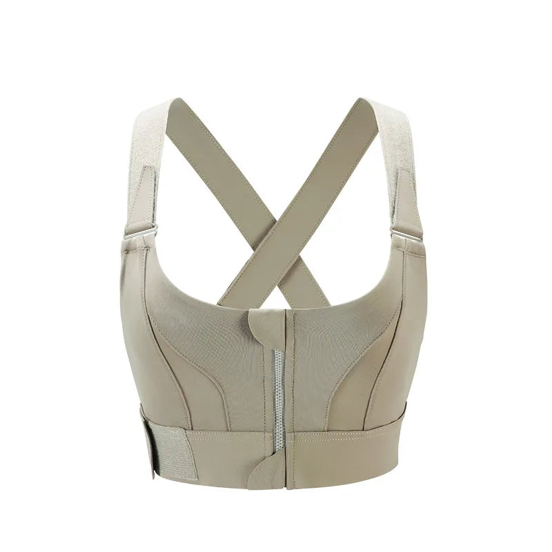 Large Size High-strength Sports Bra Women's Shockproof Running Big Chest Small Front Zipper Fitness Yoga Clothing Vest Underwear - The Clothing Company Sydney