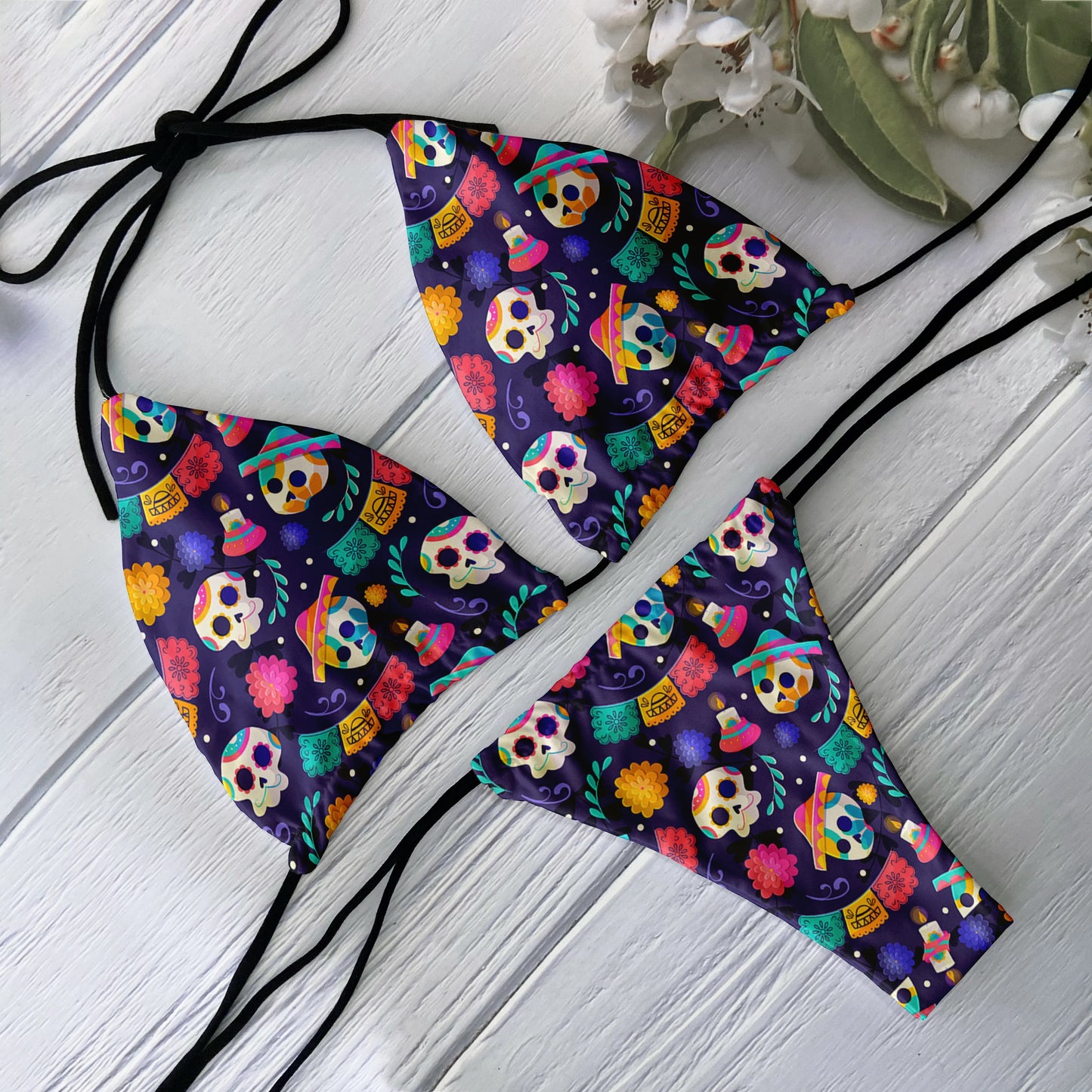 2 Piece Bikini Set Women Backless Low Waist Skull Pattern Printed Swimsuit Beach Surfing Vacation Swimwear - The Clothing Company Sydney