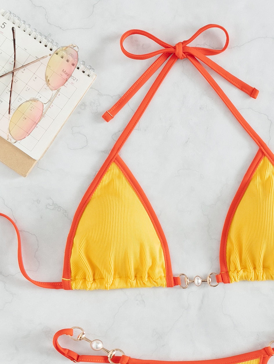 Two 2 Piece Chain Micro Bikini Swimsuit Female Swimwear Thong Bikinis Set Brazilian Bathing Suits Beach Wear Bather Set The Clothing Company Sydney