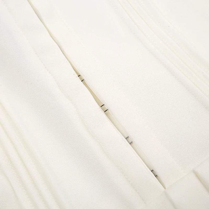 Fashion Chic Fold White Pleated Dress Mini Pins Up Birthday Party Sundress Strappy Corset Summer Dress - The Clothing Company Sydney
