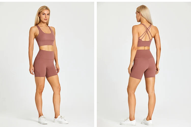 Yoga Shorts Set Women Fitness Suit 2 Piece Sports Gym Wear Workout Clothes Running Sportswear Sport Outfit The Clothing Company Sydney