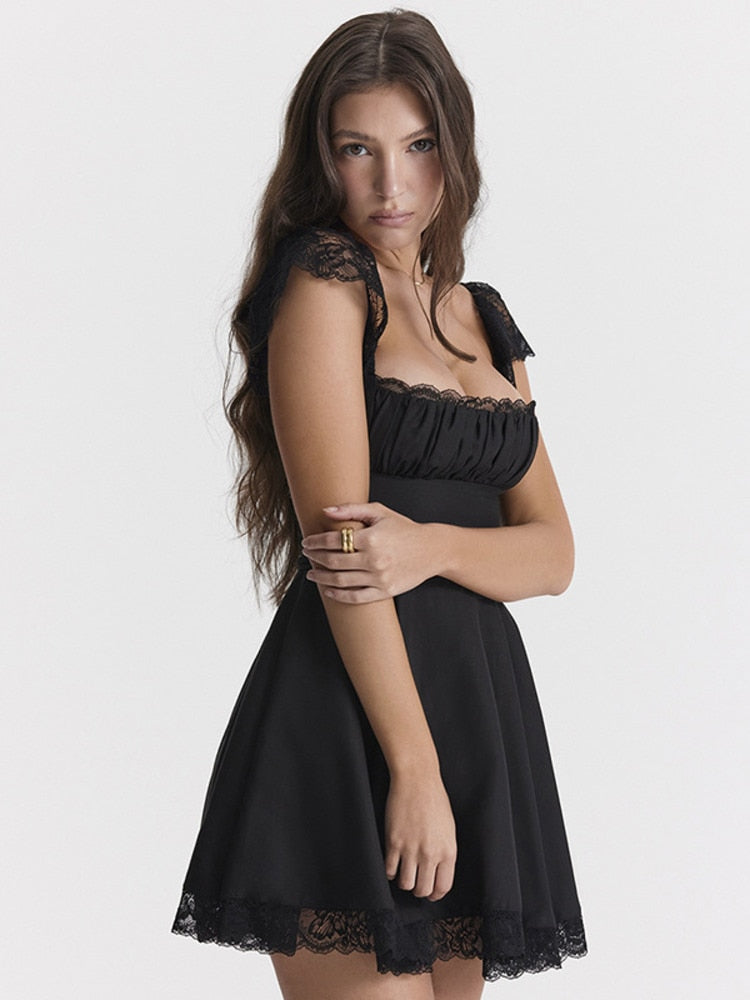 Elegant White Lace Strap Mini Dress For Women Fashion Sleeveless Backless Loose Short Dresses Clubwear The Clothing Company Sydney