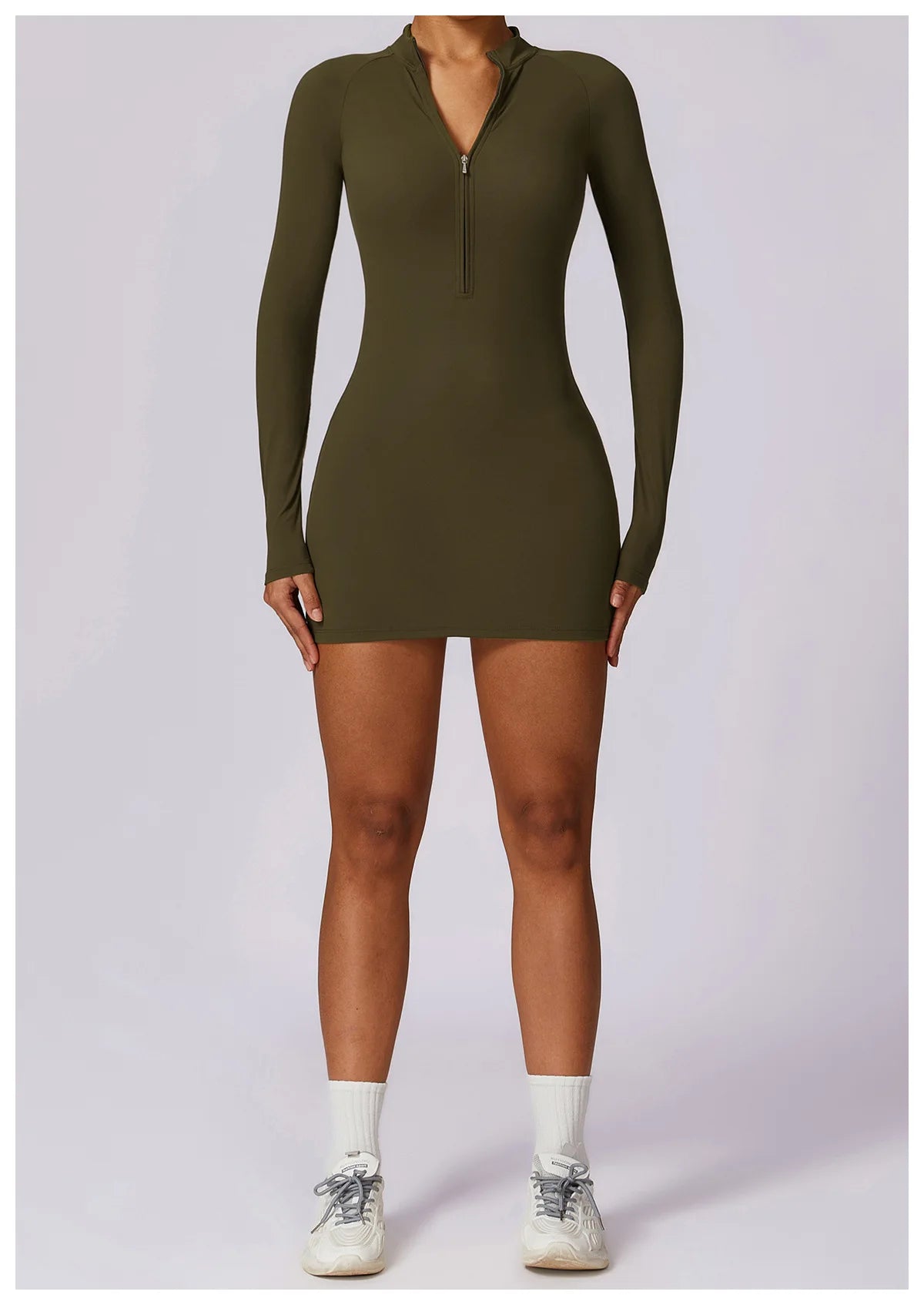 Zipper Long Sleeve JumpSuits Women Workout Tracksuit Short Skirt Sportswear Yoga Set Fitness Bodysuit Gym Clothes Yoga Suit - The Clothing Company Sydney