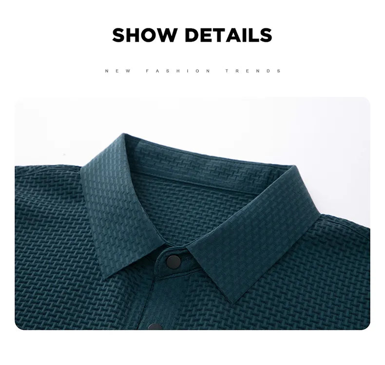 Summer Men's Lop-up Hollow Short-sleeved Polo Shirt Ice Silk Breathable Business Fashion T-Shirt Male Top The Clothing Company Sydney