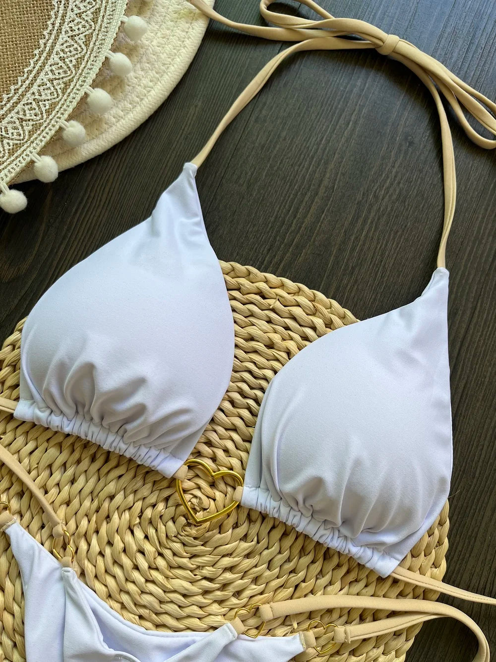 Halter Solid color Bikini Set Women's Swimsuit Two piece Triangle Thong Swimwear Bathing Suit The Clothing Company Sydney