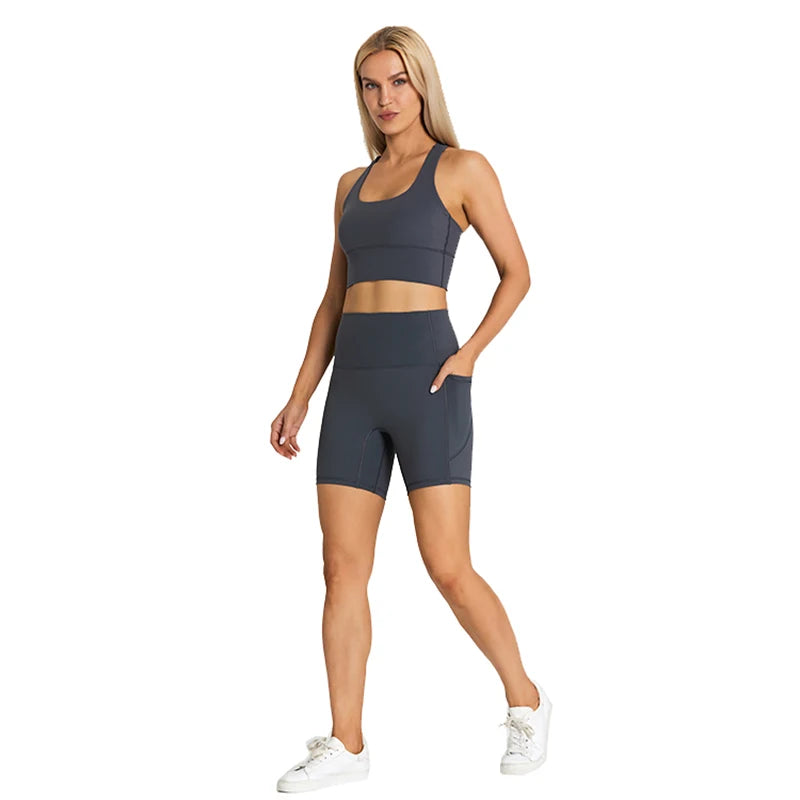Yoga Shorts Set Women Fitness Suit 2 Piece Sports Gym Wear Workout Clothes Running Sportswear Sport Outfit The Clothing Company Sydney