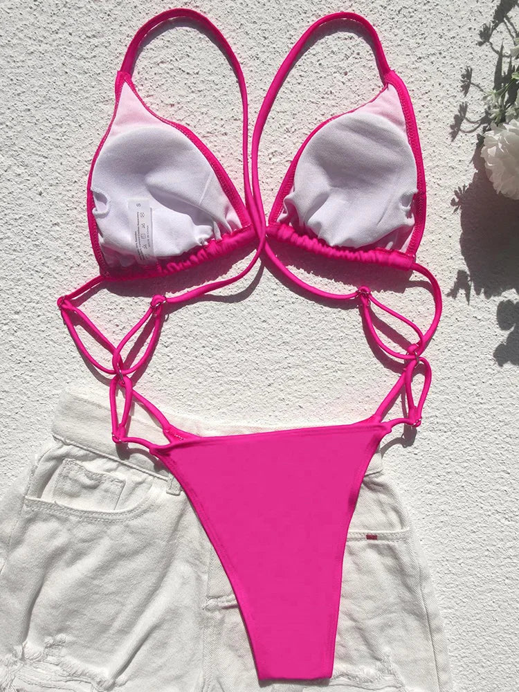 Extreme Mini Micro String Women Swimwear One Piece Swimsuit Female Cross Backless Monokini High Cut Bathing Suit The Clothing Company Sydney