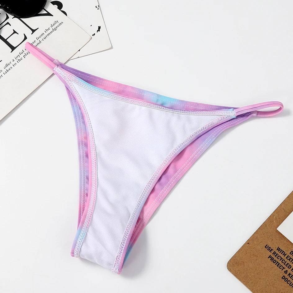 2 Piece Micro Women Swimsuit Tie Dye Mini Thong Bikinis Sets Brazilian Swimming for Women Swimwear Bathing Suits - The Clothing Company Sydney