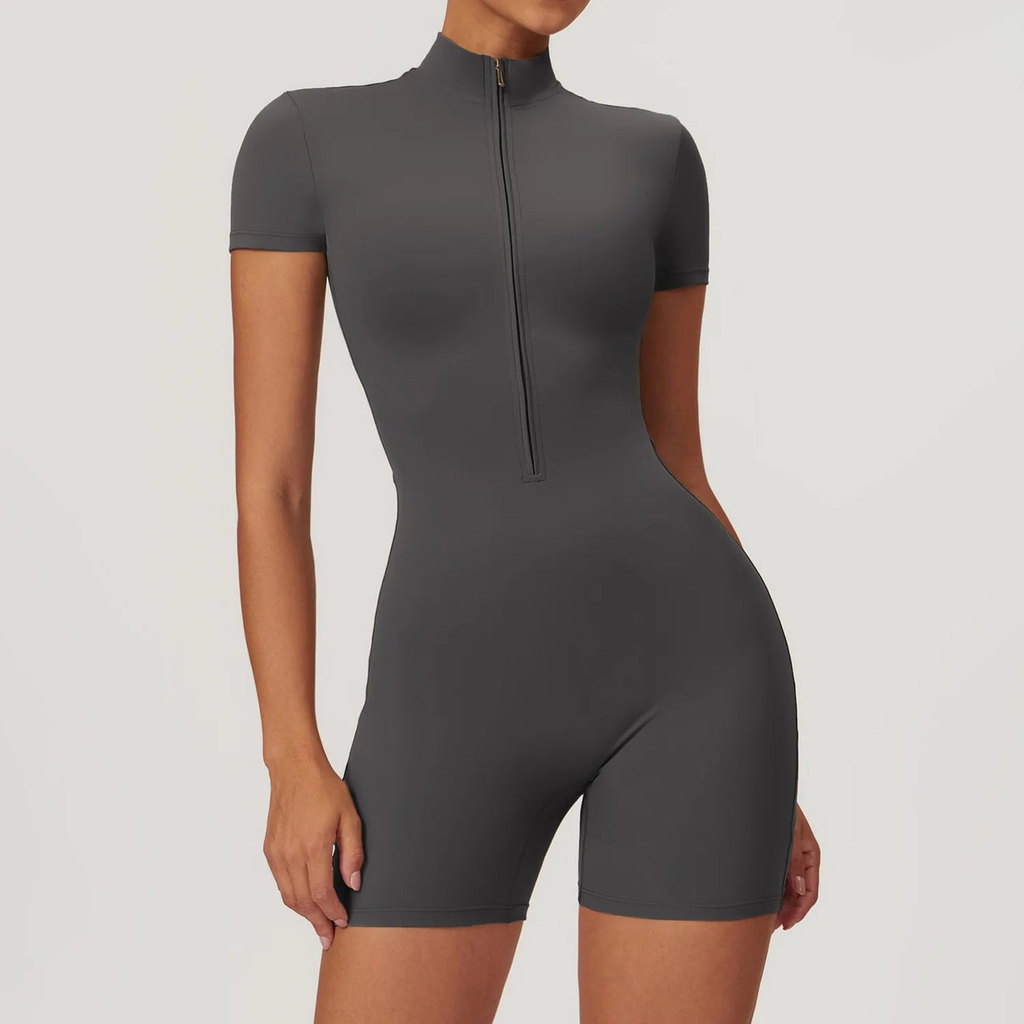One Piece Jumpsuit Summer Short Sleeve Zipper Sports Wear Gym Fitness Bodysuits Women Dance Running Workout Clothes Yoga Suit The Clothing Company Sydney