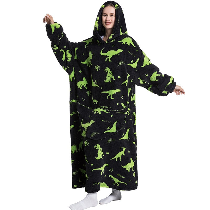 Super Long Hoodie Blanket Flannel Blanket with Sleeves Winter Hooded Sweatshirt Pullover Giant Oversized Blanket The Clothing Company Sydney