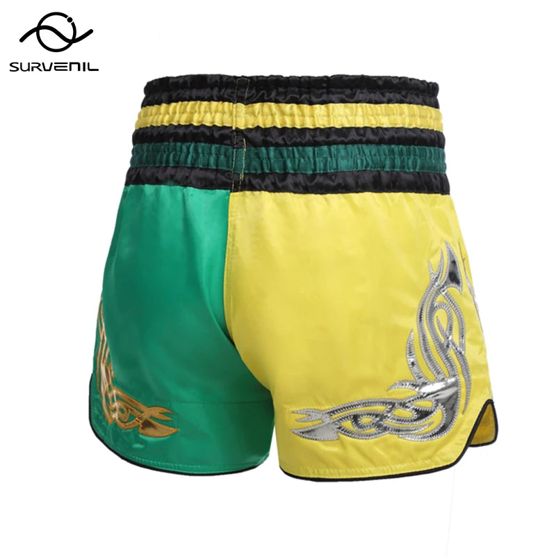 Muay Thai Shorts Men's Women's Boxing Shorts Child Embroidery Satin Kickboxing Pants Combat Grappling Cage Fighting MMA Shorts - The Clothing Company Sydney