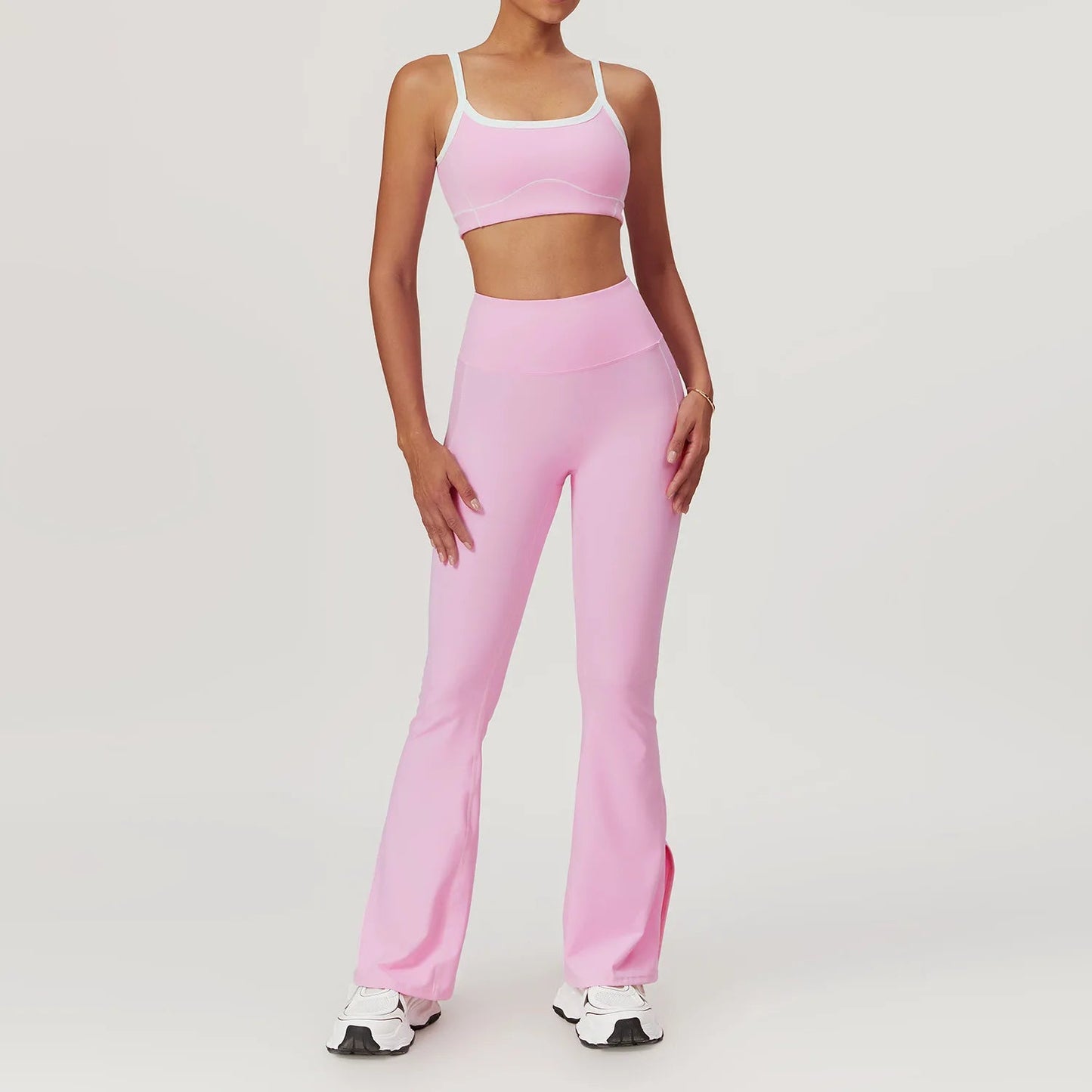 2 Piece Yoga Set Women Sport Bra Gym Workout Legging High Waist Wide Flare Pant Fitness Sports Shorts Active Wear Suit The Clothing Company Sydney