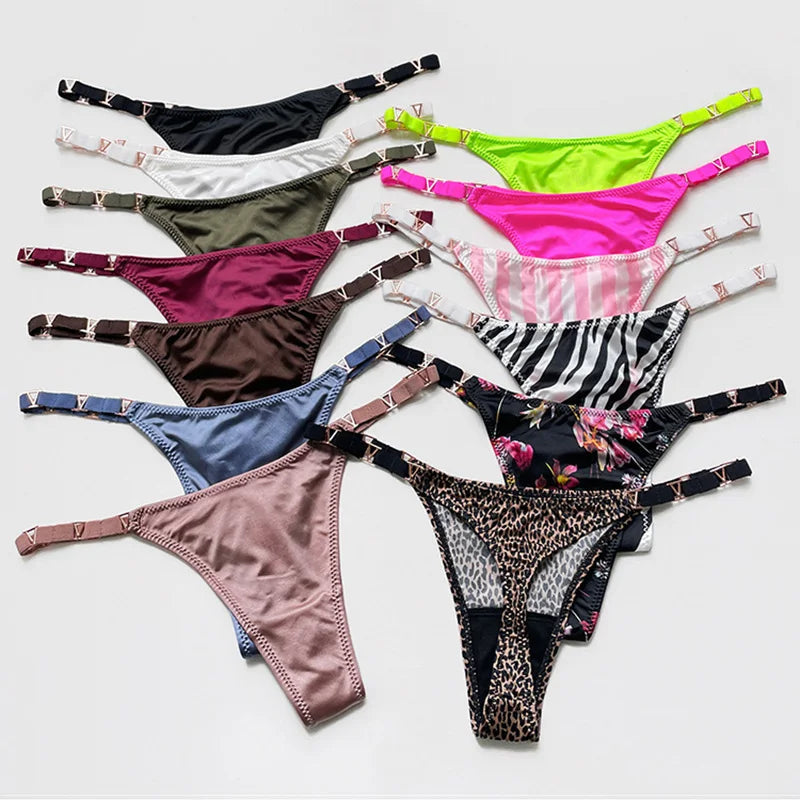 Seamless Thong Women's Underwear Briefs Panties Zebra Flower Low Rise Metal Buckle G String Bikini Undies The Clothing Company Sydney