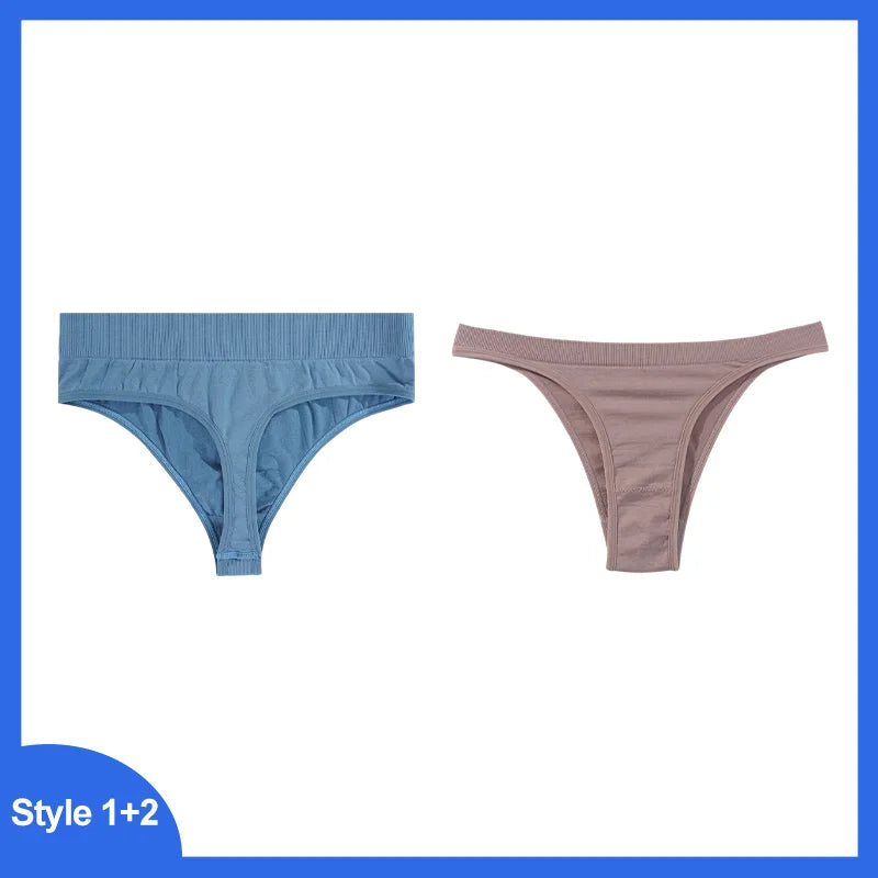 2 Pack Seamless Women Pantys Thongs High Waist Soft Underwear Solid Colors Breathable G-String The Clothing Company Sydney