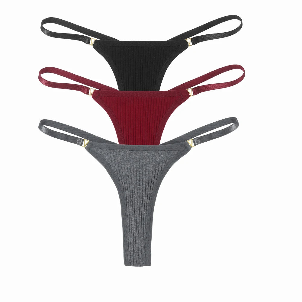 3 Pack Set Women's Panties Cotton Thongs Low Rise G String Solid Color Seamless Female Underpants Lingerie Underwear The Clothing Company Sydney