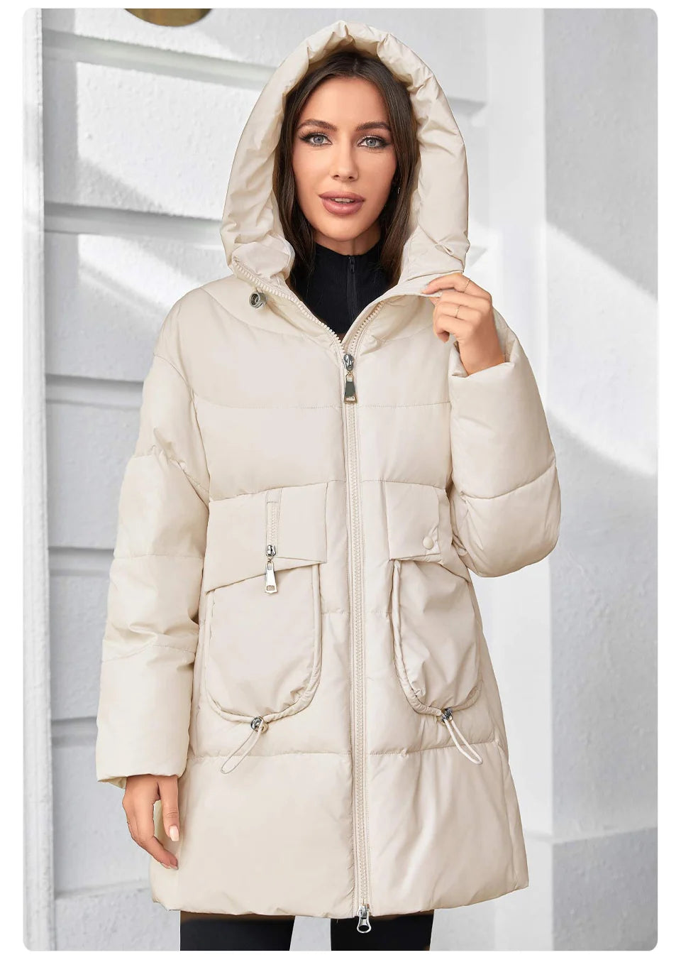 Hooded Parkas Women's Plus Size Casual Hooded Pocket Women Down Jacket Coat Outwear - The Clothing Company Sydney