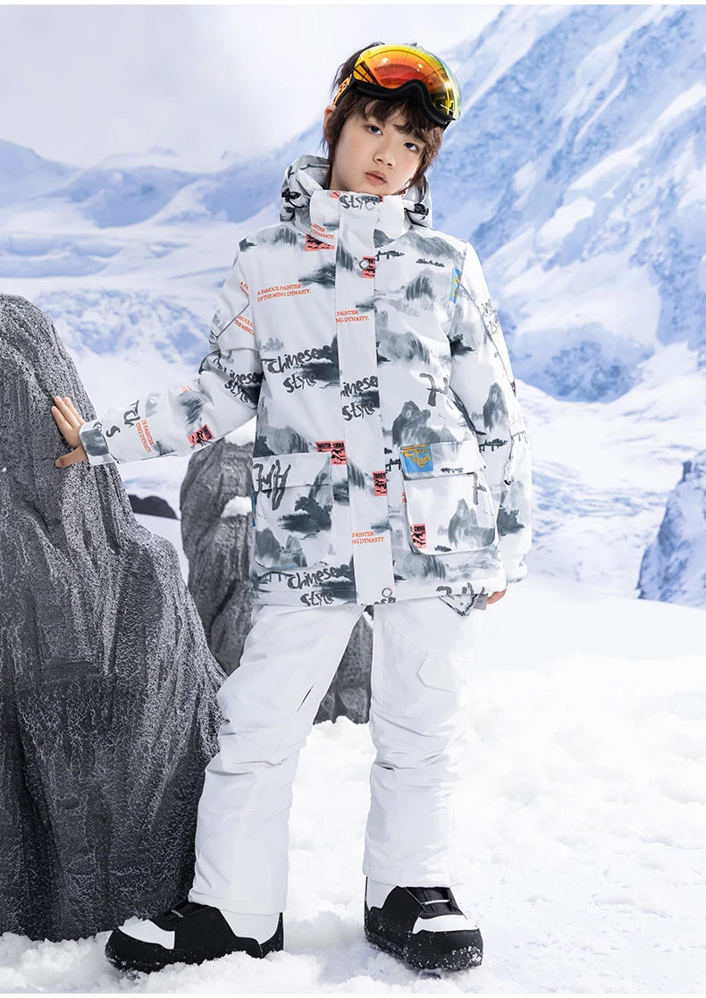 Children's Snow Suit Outfit Wear Outdoor Waterproof Windproof Warm Costume Winter Snowboarding Ski Jacket and Strap Pant Boys and Girls The Clothing Company Sydney