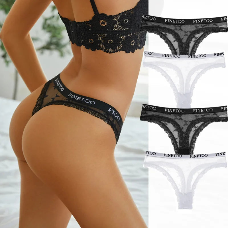 4 Pack Womens Lace Panties Low Rise Thongs Female G-String Underwear High Elastic Waist Soft Intimates Lingerie - The Clothing Company Sydney