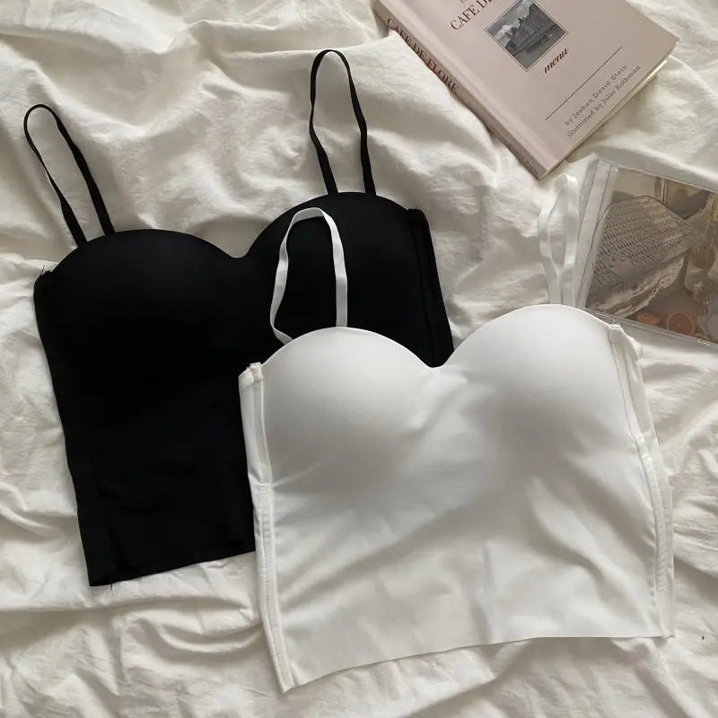 Women's Thin Section Double Straps Solid Colour Suspenders Inside Sports Vest Outer Wear Bra Top The Clothing Company Sydney