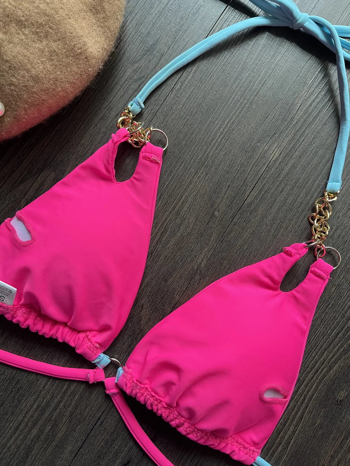 Metal Chain Decoration Swimwear Women Bikini Push Up Swimsuit Two Pieces Bathing Suit - The Clothing Company Sydney