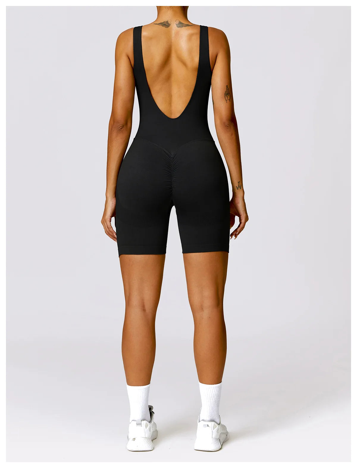 Women's Romper Yoga Hollow Backless Scrunch Seamless One Piece Outfit Fitness Overalls Playsuit Gym Sport Short Jumpsuit - The Clothing Company Sydney