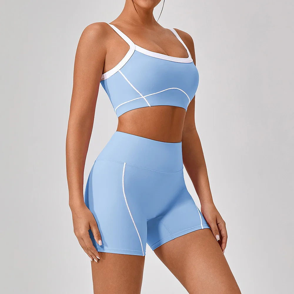 2 Piece Yoga Set Women Sport Bra Gym Workout Legging High Waist Wide Flare Pant Fitness Sports Shorts Active Wear Suit The Clothing Company Sydney