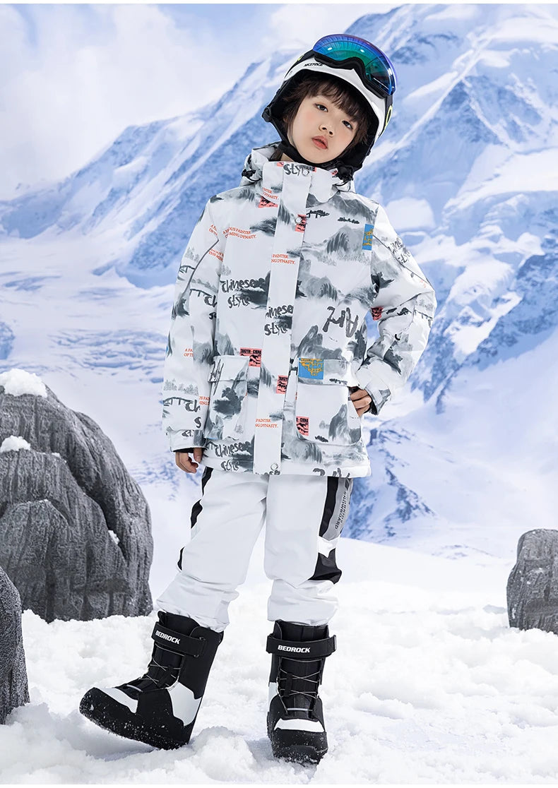 Children's Snow Suit Outfit Wear Outdoor Waterproof Windproof Warm Costume Winter Snowboarding Ski Jacket and Strap Pant Boys and Girls The Clothing Company Sydney
