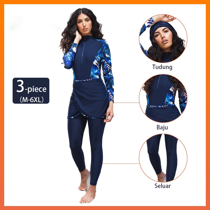 Women's Swimwear Long Sleeve Sport Swimsuit 3PCS Nylon Full Body ConservativeSwimming Suit The Clothing Company Sydney