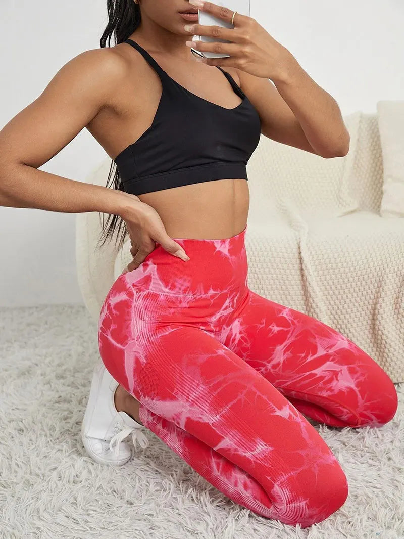 Hip Lifting Seamless Fitness Gym Leggings Tie-Dye Yoga Pants Women's Exercise Tights High Waist Workout Pants The Clothing Company Sydney