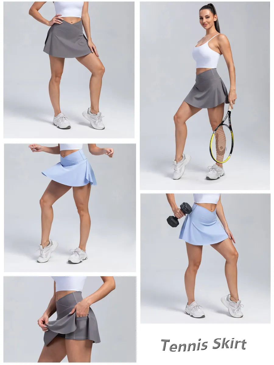 Women's Pleated Tennis Skirt with Pockets Shorts Athletic Skirts Crossover High Waisted Athletic Golf Badminton Skorts Workout Sports Skirts The Clothing Company Sydney