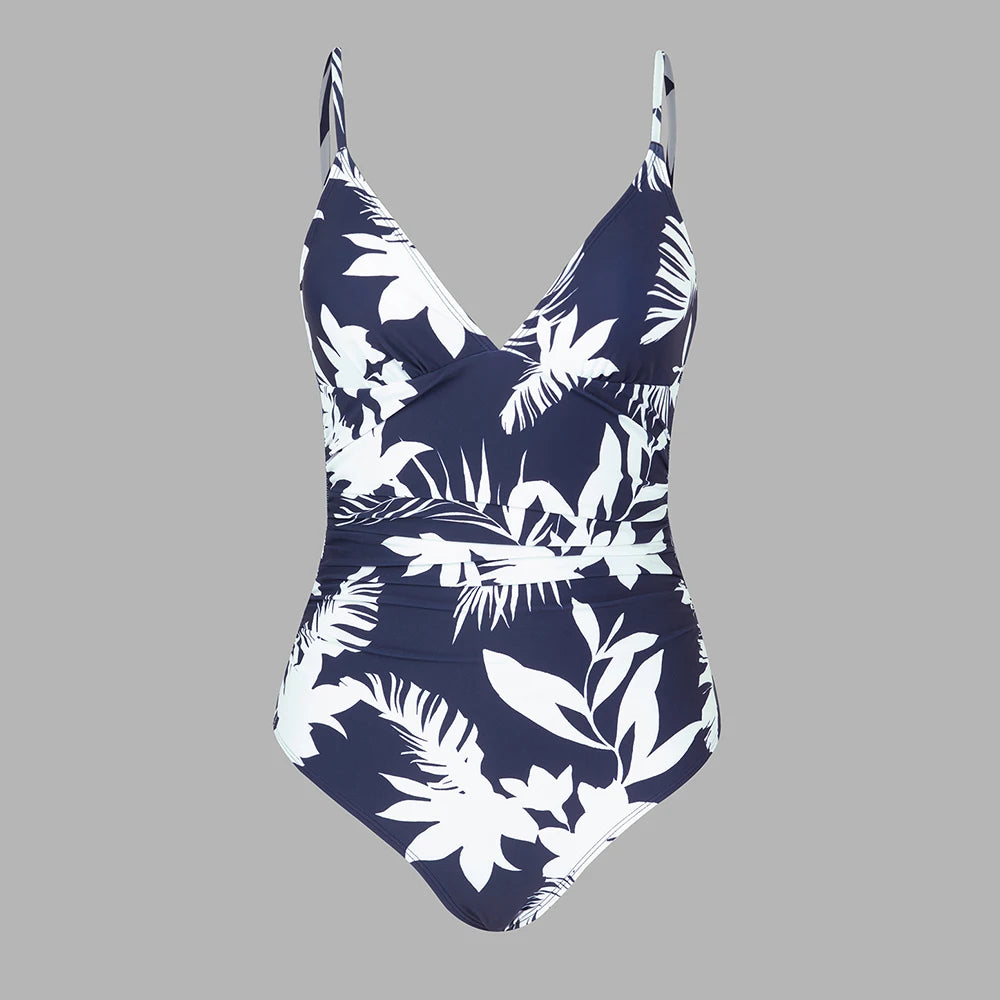 Deep V Neck One-piece Swimsuit Women Removable Bra PMonokini Summer Beach Swimwear - The Clothing Company Sydney