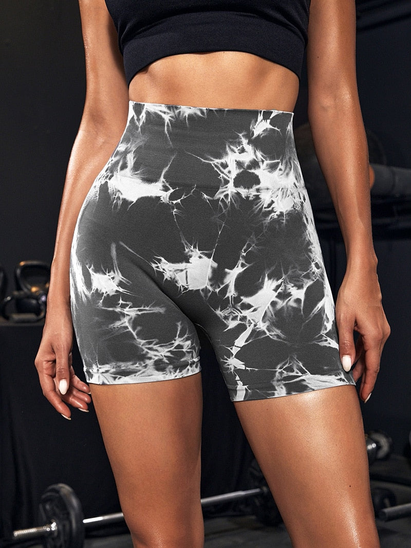 Tie Dye Yoga Shorts Marble Gym Shorts Women Push Up Sports Shorts Fitness Tights Breathable High Waist Booty Shorts The Clothing Company Sydney