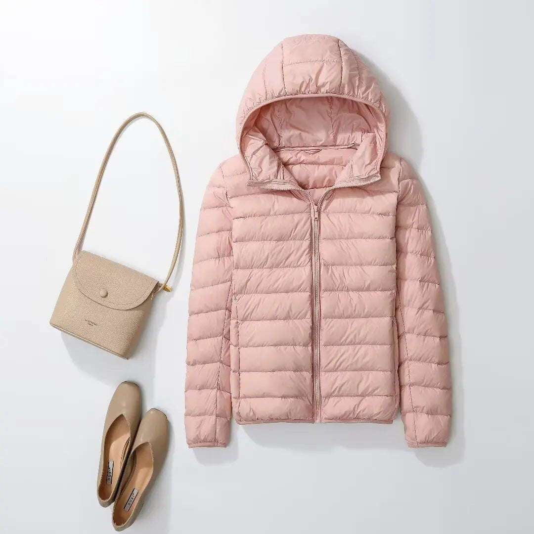 Women Puffer Jacket Plus Spring Autumn Female Ultra Lightweight Packable Hooded Down Coats - The Clothing Company Sydney