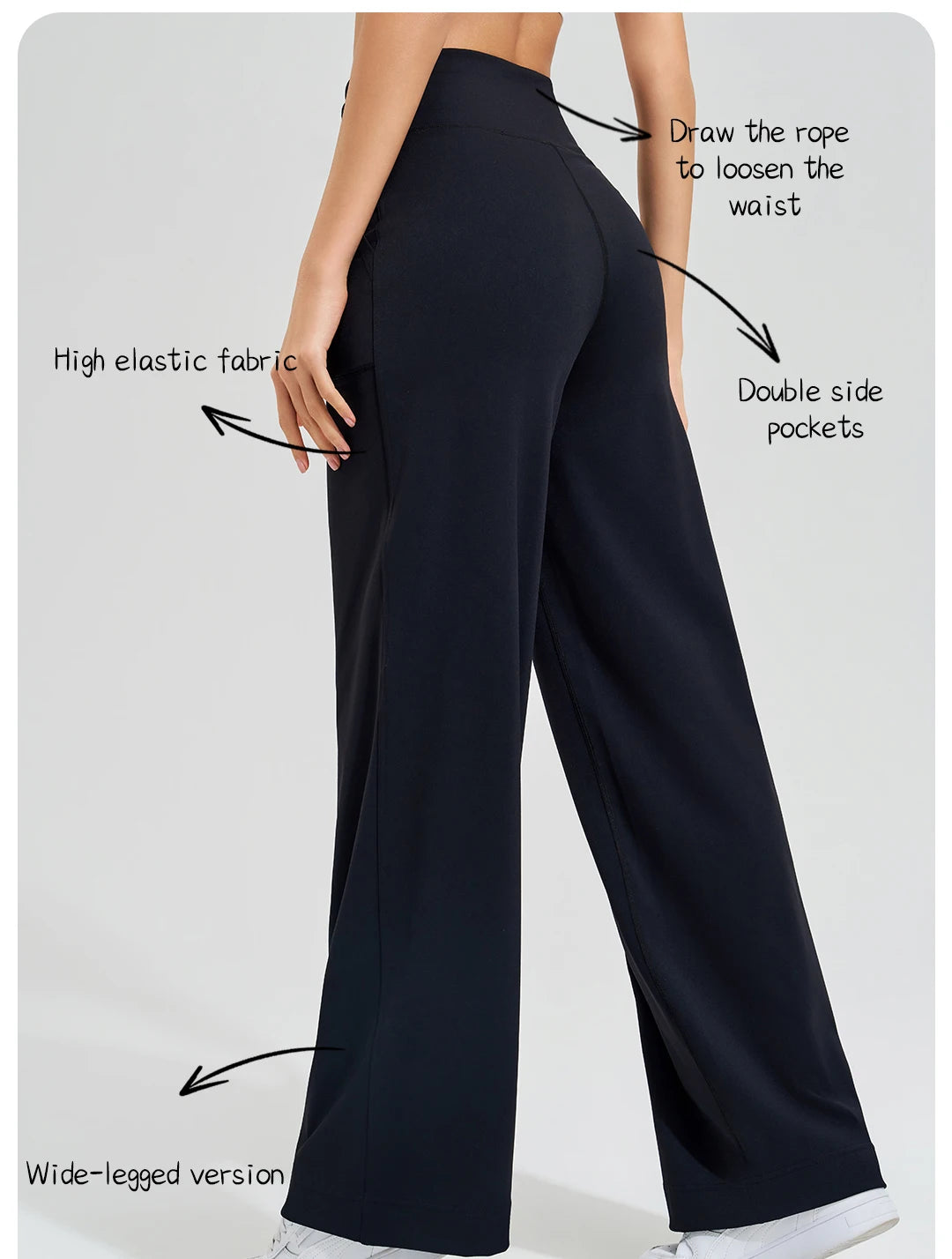 Women's High Waist Yoga Pants Gym Loose Running Yoga Pants Double Side Brushed with Pockets Pants Ties The Clothing Company Sydney