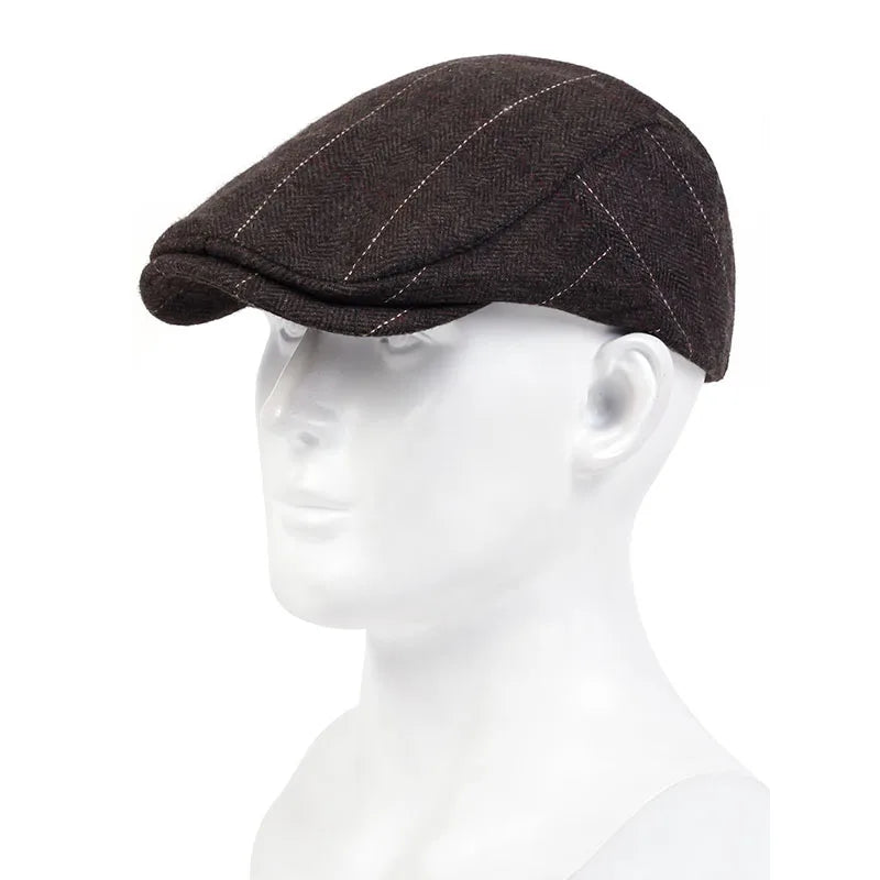 Fashion Plaid Stripe Newsboy Cap for Men Women Flat Ivy Vintage Hat Irish Outdoor Beret Hat - The Clothing Company Sydney