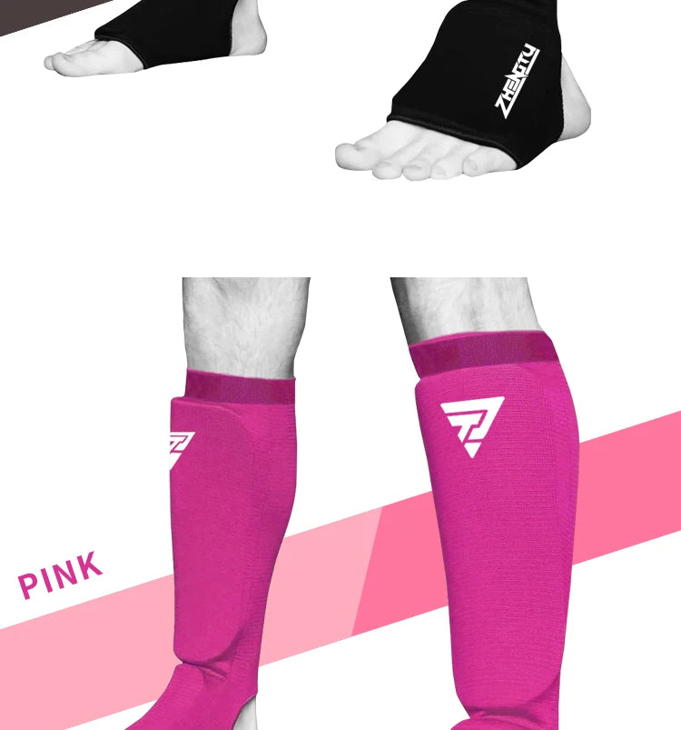 Adult Kids Cotton Boxing Shin Guards MMA Instep Ankle Protector Foot Protection Kickboxing Pad Muaythai Training Leg Support Protectors The Clothing Company Sydney