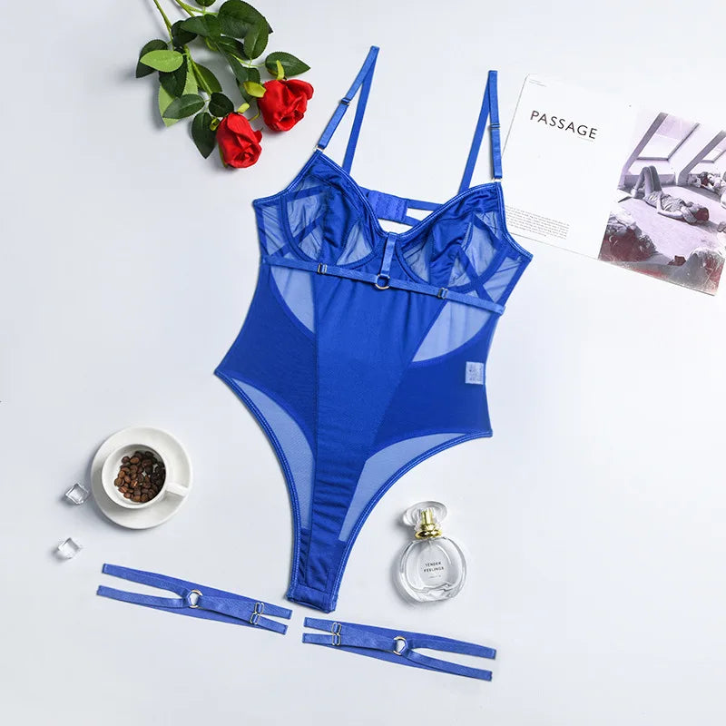 Lace Bodysuit Women's Transparent Lingerie See Through Black Tights Fitness Sissy Crotchless Erotic Body - The Clothing Company Sydney
