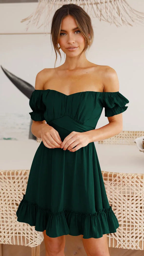 Summer Sundersses White Short Sleeve Ruffles Lace Up Folds Mini Dresses Bohemian Party Beach Dress - The Clothing Company Sydney