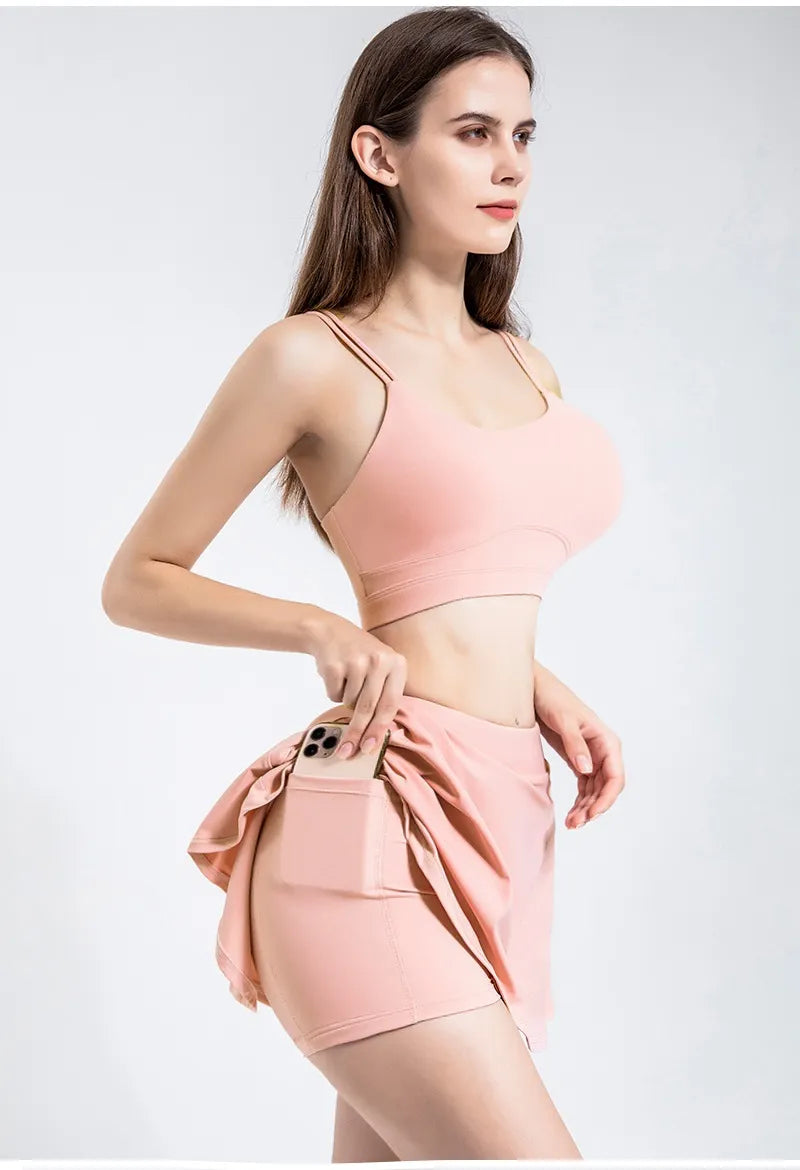 Cloud Hide Safe Tennis Skirts Gym Golf Running Pleated Pantskirt Women Sports Fitness Shorts Pocket High Waist Skort Skirt The Clothing Company Sydney