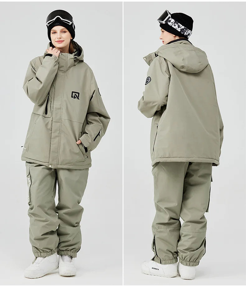 2 Piece Ski Sets for Women Ski Jackets and Pants Men Snowsuit Snowboard Coat Outfits Warm Hooded Waterproof Windproof Matching Set - The Clothing Company Sydney