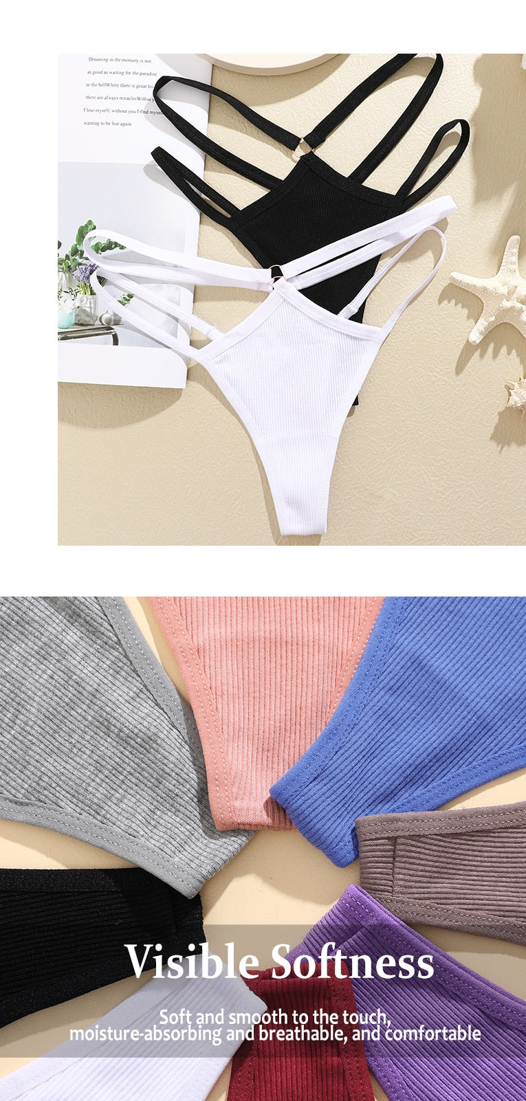 2 Piece Set Thongs Hollow Out G-String Low Waist Seamless Women's Panties Cotton Crotch Underwear Comfort Lingerie The Clothing Company Sydney