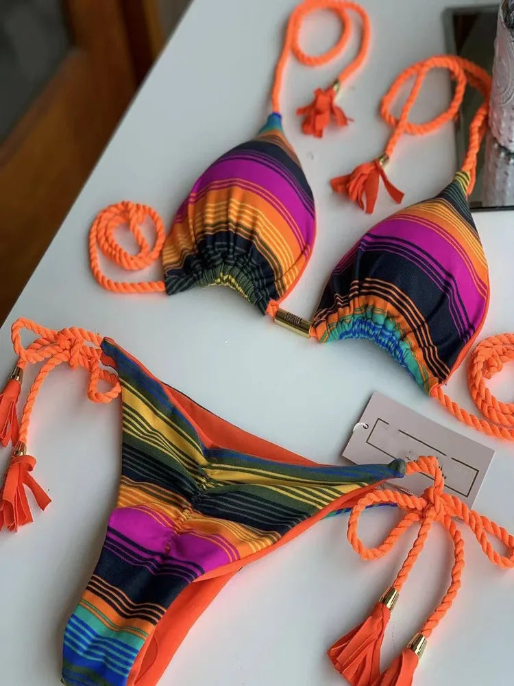 2 Piece Printed Swimwear Rope Bikini Split Swimsuit Bikini Set The Clothing Company Sydney