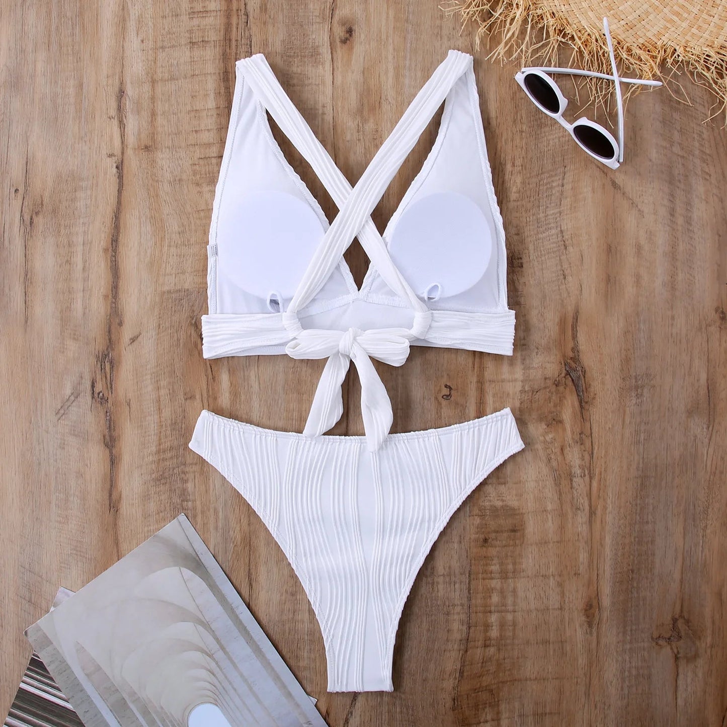 2 Piece Wrinkled Crinkled Bikini Swimwear Swimsuit Two-pieces Bikini Set High Cut Bathing Suit Swim Beach Wear The Clothing Company Sydney