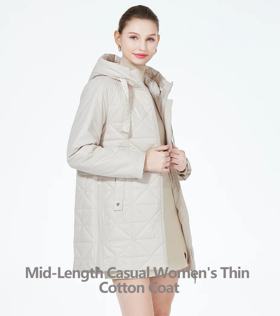Women's Padded Coat Autumn Mid-Length Loose Parka Light Cotton Quilted Jacket - The Clothing Company Sydney