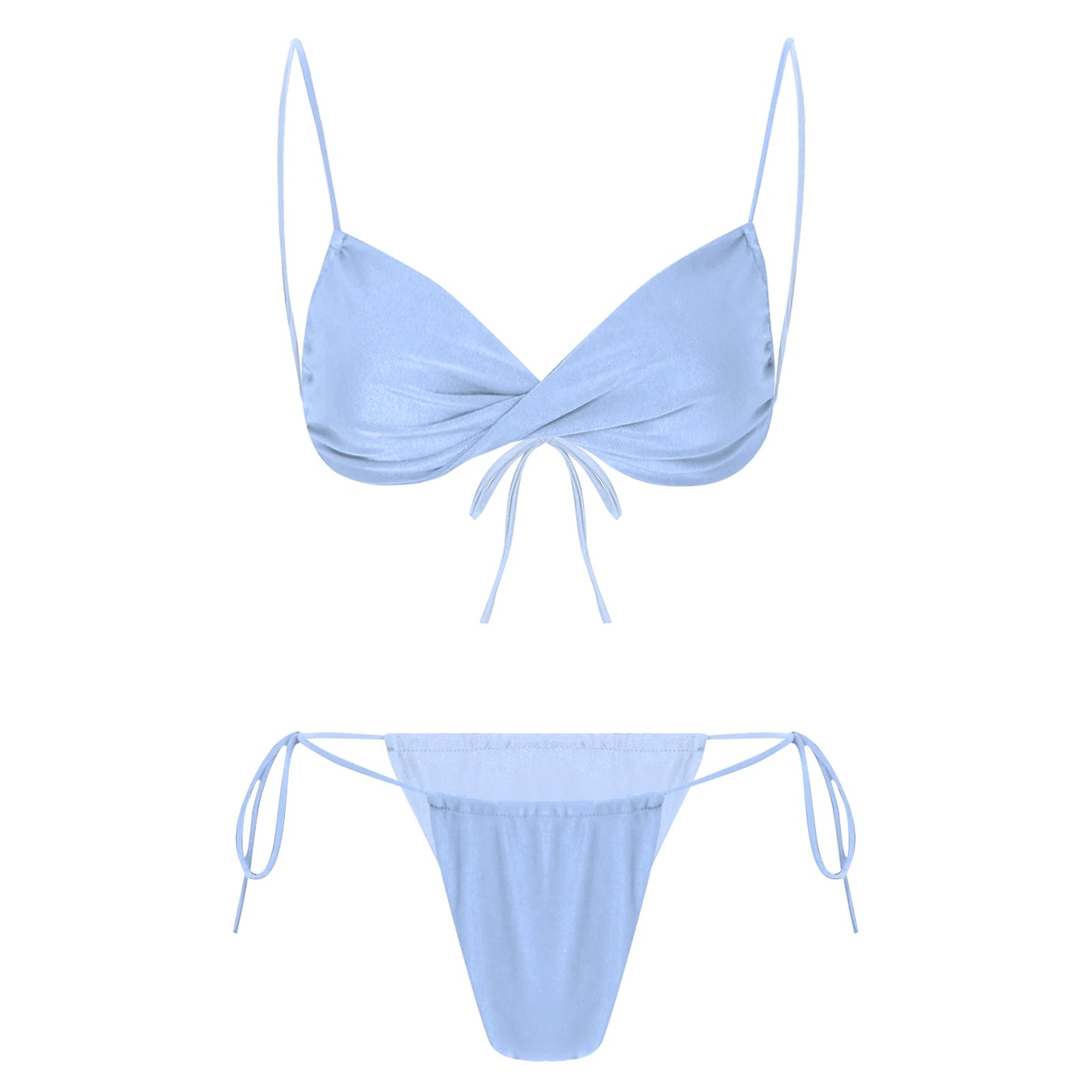 Womens Bikini Set Bathing Suit Pad Free Bra Top with High Cut Thong Briefs Side Tie Tying 2 Piece Swimwear Pool Beach Wear - The Clothing Company Sydney