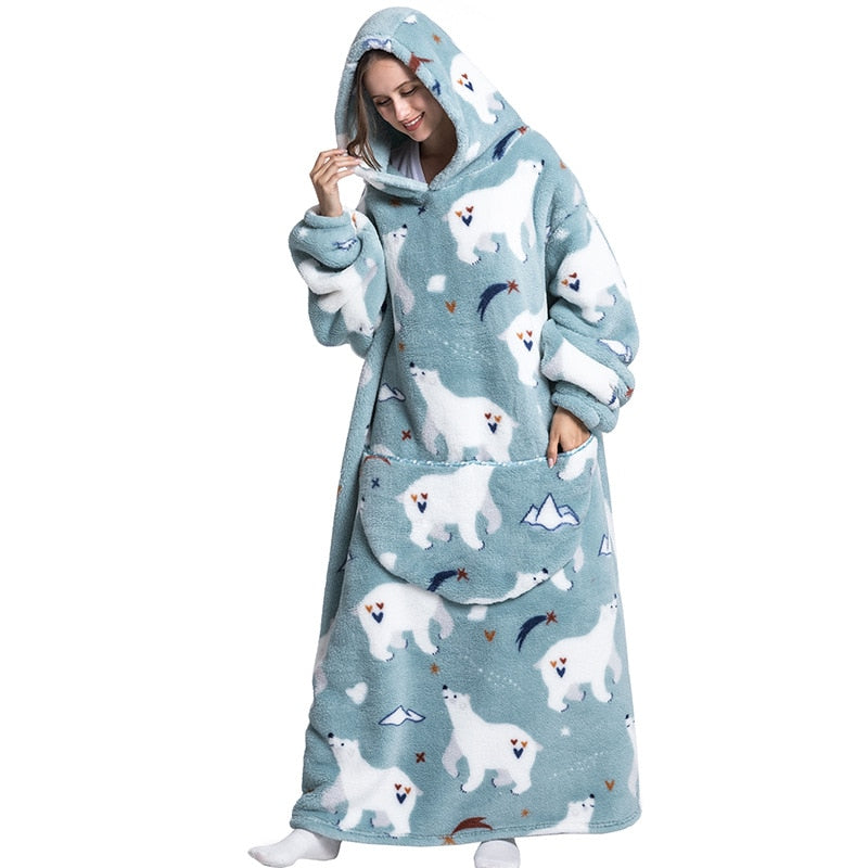 Super Long Hoodie Blanket Flannel Blanket with Sleeves Winter Hooded Sweatshirt Pullover Giant Oversized Blanket The Clothing Company Sydney