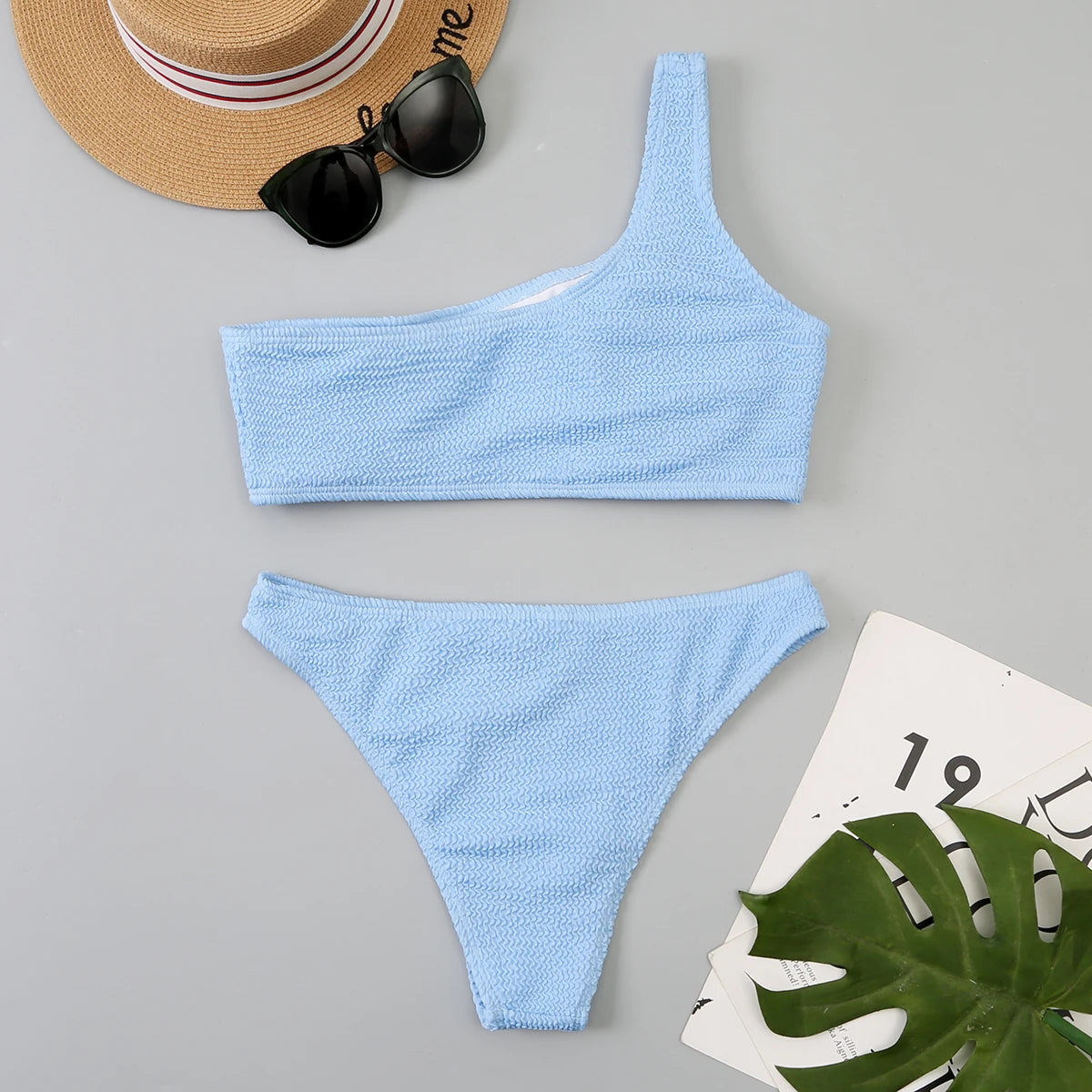 One Shoulder Bikini Women Swimwear Swimsuit Solid Beachwear Bathers Bathing Suit The Clothing Company Sydney