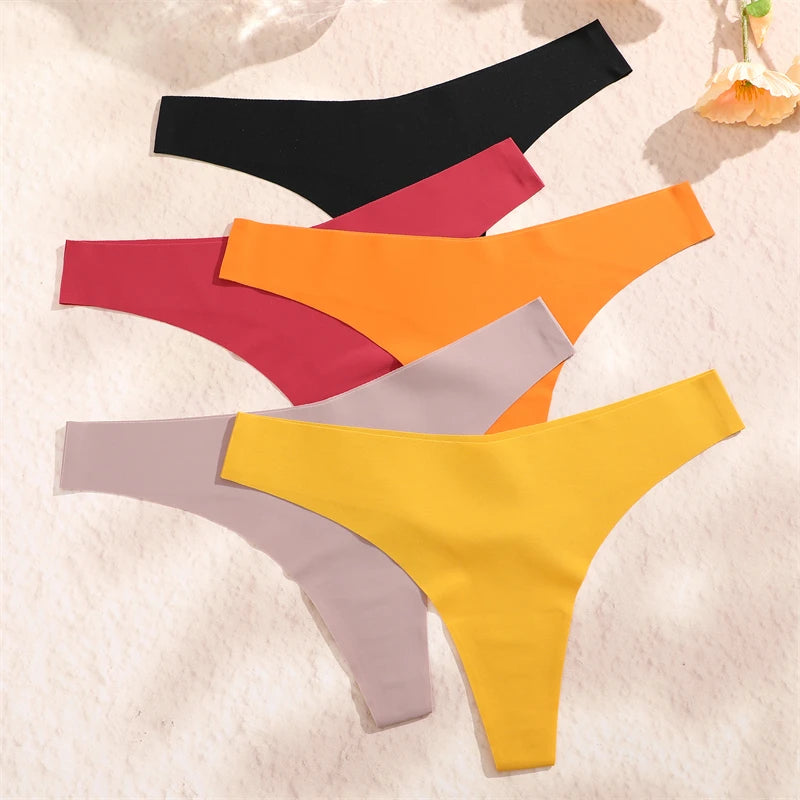 3 Pack Women Ice Silk Seamless Underpants Panties V-Waist Sport Thongs Low Rise Breathable G-string Underwear - The Clothing Company Sydney
