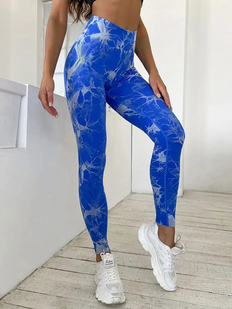 Hip Lifting Seamless Fitness Gym Leggings Tie-Dye Yoga Pants Women's Exercise Tights High Waist Workout Pants The Clothing Company Sydney
